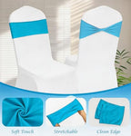 Lake Blue Chair Sashes Bows 60Pcs Spandex Chair Sashes Elastic Chair Cover Bands Ties Without Buckle for Wedding Birthday Party Ceremoney Events Decoration - Image 3
