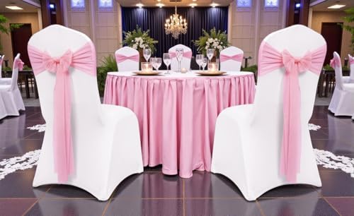 MDS Pack of 100 Chiffon Chair Sashes for Wedding & Event Décor - Blush Pink - Image 2