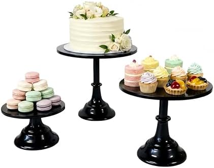 3 Pcs Metal Cake Stand Set 8/10/12 inch Black Dessert Table Display by CBBZJY