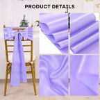 fani Lavender Satin Chair Straps Bows,60 PCS 7x108 Inch,Chair Sash - Image 3