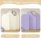 Beige Purple Arch Backdrop Cover Set of 3 6FT 6.6FT 7.2FT Spandex Photo Wedding Arch Covers Stretchy Backdrop Baby Shower Birthday Party Lilac Lavender Arch Stand Cover Bridal Shower Decoration - Image 4