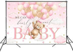 Bear Baby Shower Backdrop We Can Bearly Wait Party Decorations Background for Girl Bear Theme Baby Shower Banner Photo Booth Prop (Pink, 10x7ft) - Image 2