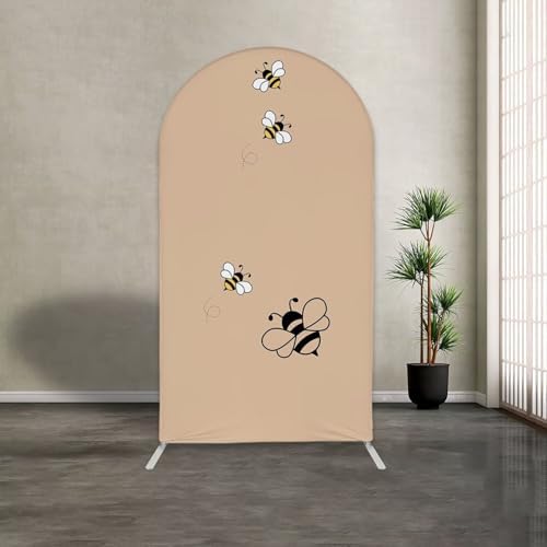 Honey Bee Arch Backdrop Cover 7.2FT Brown Arch Spandex Cover for Kids Baby Shower Birthday Party Wedding Decoration (No Stand) by Iydamc