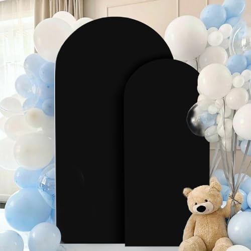 FANPROMS Wedding Arch Cover Black Arch Cover 6FT 7.2FT Spandex Arch Backdrop Cover Set of 2 Chiara Arch Backdrop Stand Cover Fitted Arch Frame Cover Garland Arch Stand Cover for Anniversary Party - Image 5