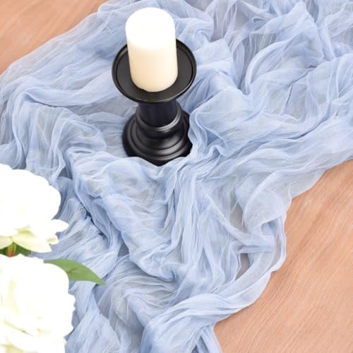 Blue Cheesecloth Table Runner Fall Wedding Birthday Party Home Decor 6 Pack - Image 3