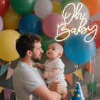Oh Baby Neon Sign, Baby Shower LED Neon Light for Party Wall Decor Light Up Sign for Gender Reveal Birthday Party Decorations Warm White Dimmable USB Powered(14.2"*12.9") - Image 3