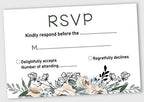 50 Blank RSVP Cards with White Envelopes-Floral Style Response Card-RSVP for Wedding-Rehearsal Dinner-Baby Shower-Bridal Shower-Engagement Party Invitations by Inkdotpot