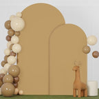 FANPROMS Khaki Arch Cover Set of 2 Arch Backdrop Stand Cover 6FT 7.2FT Spandex Fitted Arch Backdrop Cover Brown Wedding Arch Covers Stretchy Backdrop Arch Cover Backdrop Fabric for Wedding Party Decor by FANPROMS