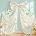 Big Beige Bow Backdrop Large Beige Bow Decor Gift Bows Birthday Decorations 48x24x120 Inches Giant Bow Birthday Party Backdrop for Wedding Baby Shower Photography Coquette Room Decor - Image 7