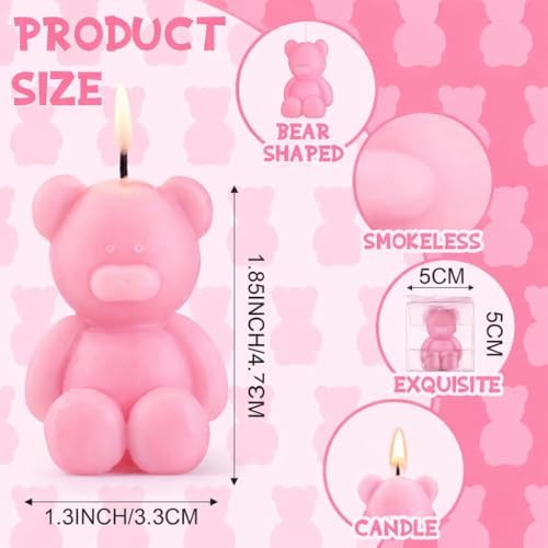 30 Pcs Baby Shower Favors Mini Bear Candles Party Favors, Handmade Bear Shaped Candles Bulk for Baby Shower Boys Girls, Wedding Favors, Baptism Guest Favors (Pink) - Image 4