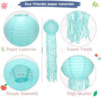 11" Blue Hanging Jellyfish Paper Lanterns Decor - Under The Sea Party & Mermaid Birthday Decorations, Baby Shower, Nautical Events, Ocean Birthday Party Decorations & Beach Room Decor (Set of 8) - Image 2