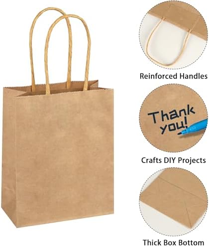 SPERPAND 150Pcs Small Gift Bags - 6.5" Brown Paper Bag Kraft Gift Bags for Birthday, Baby Shower, Christmas, Wedding, Party Favor Bag - Image 4