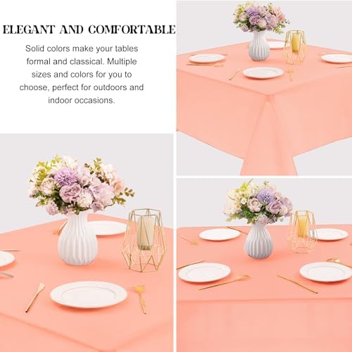 4 Pack Square Table Cloth 52x52 Inch Tablecloth Machine Washable Fabric Polyester Table Cover for Dining, Buffet Parties, Picnic, Events, Weddings Decor（Peach Coral） - Image 3
