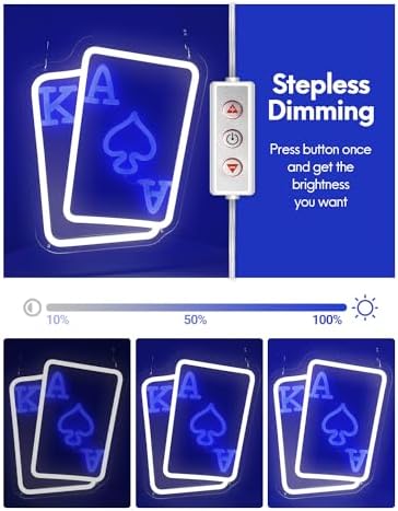 Blue Poker Neon Led Signs for Man Cave, Ace & King Playing Card Neon Signs for Wall Decor Men, Neon Bar signs, 10-level Dimmable - Image 3