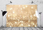 BELECO 8x6ft Fabric Bokeh Gold Backdrop Golden Glitter Backdrop for Photography Holiday Twinkle Lights Glitter Party Background Gold Spots Glitter Birthday Wedding Photoshoot Kids Baby Photo Props - Image 2