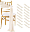 Fanqisi Champagne Chair Sashes Bows 16 Packs 8ft Long Chair Ribbons for Hotel Event Restaurant Banquet Party Chairs Decoration by Fanqisi