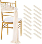 Fanqisi Champagne Chair Sashes Bows 16 Packs 8ft Long Chair Ribbons for Hotel Event Restaurant Banquet Party Chairs Decoration by Fanqisi