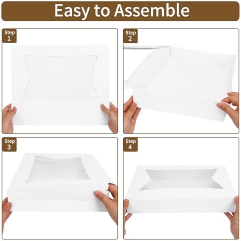 Moretoes 60pcs 16x11x2.5 Inches Bakery Boxes with 3 Style Window - Image 3