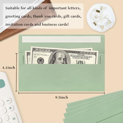 200 Pack Sage Green #10 Business Envelopes Letter Size Self-Seal - Image 3