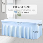 2 Packs Baby Blue Table Clothes for 6 Foot Rectangle Tables, One-Piece Wrinkle Resistant Stretch Spandex Table Covers with Skirt for Event Banquet Wedding Birthday Party - Image 7