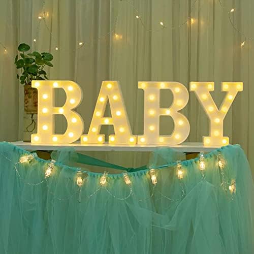 Baby Marquee Light Up Letters - LED Letter Number Light Sign Decoration for Birthday Home Table Decor White by GPUSFAK