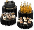iobiotio Foldable Cake Stand, Reusable Buffet Risers, 4 Pack Round Dessert Stands with Acrylic Tops, Cardborad Display Stands for Weddings, Birthdays, Baby Showers, Parties, Home Decor, Black by iobiotio
