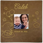 Personalized Baby Boy Photo Album with Name and Date – Custom Elephant Design Keepsake Memory Book for Newborn or Baby Shower by GiftsForYouNow