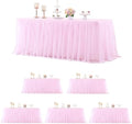 Suppromo 6 Pack 6ft Pink Tulle Tablecloths for Rectangle Tables 72 x 30 Inch Pink Rectangular Table Cloth, Wrinkle Free Table Cover with Tutu Skirt for Baby Shower Birthday Party Banquet Buffet Cake by Suppromo