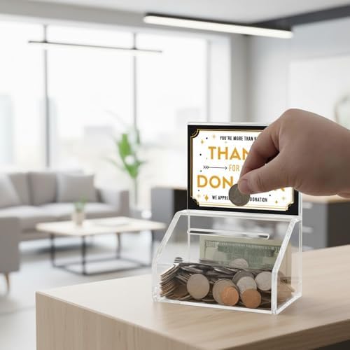 Marketing Holders 6 Pack 5 x 7 Inch Ballot Box Contest Ticket Box with Header Sign Holder Clear Acrylic Small Tip Collection Countertop Coin Collection Container - Image 3