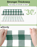 Smiry 12 Packs Gingham Disposable Table Cloth, 54 x 108 Inch Waterproof Plastic Tablecloth, Rectangle Hunter Green and White Checkered Table Covers for Picnic, Birthday, Party - Image 3