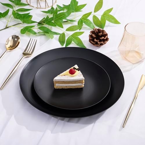 EjonirInjonir 80pcs 10.25in Heavy-Duty Black Plastic Plates for Dinner - Image 4