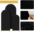 Gawicpy Wedding Arch Backdrop Stand Set Metal Arch Backdrop Stand with Wedding Arch Cover, Wedding Balloon Arch Backdrop Stand for Birthday, Baby Shower, Anniversary (Black, 4FT+5FT+6FT) - Image 2