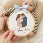 Embroidery Baby Name Sign, Personalized Welcome Baby Hoop Sign with Bow, Custom Baby Name Sign for Hospital, Infant Baby Shower Gifts New Parents (11) - Image 5
