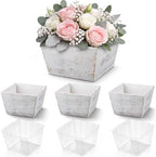 Dandat 4 Set 6 Inch Wooden Flower Box Rustic Table Centerpieces,White by Dandat