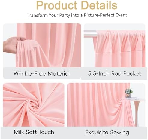 30x10ft Blush Pink Backdrop Curtain for Baby Shower Parties Pink Wrinkle Free Fabric Backdrop Curtain Wedding Photo Backdrop Drapes for Girls Birthday Party Photography Back Drop 6 Panels 5x10FT - Image 7