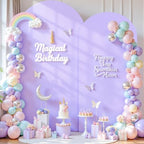 Cream and Purple Arch Backdrop Cover 7.2FT 6FT Wedding Arch Covers Set of 2 Arches Covers Stretchy Backdrop Spandex Fitted Double-Color Fabric Backdrops for Party Baby Shower Birthday Decoration - Image 5