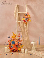 Serwalin Fall Flowers Artificial Orange Navy Blue Silk Flowers for Wedding - Image 7