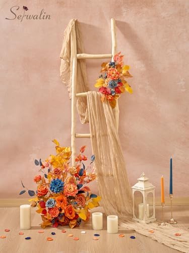 Serwalin Fall Flowers Artificial Orange Navy Blue Silk Flowers for Wedding - Image 7
