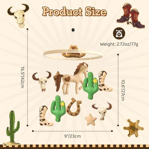 Baby Mobile for Crib Western Cowboy Crib Mobile for Boys and Girls - Image 4