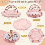 5-in-1 Baby Activity Gym & Play Mat with 6 Hanging Toys, Tummy Time Mat & Cards - Extra Large, Reversible Machine Washable Pad - Gift for Newborns, Infants 0-12 Months, Pink - Image 2