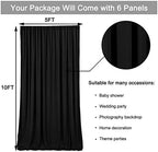 30ft x 10ft Wrinkle Free Black Backdrop Curtain for Parties, 6 Panels 5X10ft Polyester Black Photo Backdrop Drapes Back Drop Cloth for Birthday Wedding Party Photography Background - Image 6