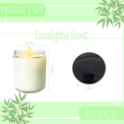 12 Pcs 8 Oz Bulk White Soy Candles,Eucalyptus Scented Candles Set,Bulk Aromatherapy Candle,Great Stress Relieving Scented Candle for Girls as a Gift for Birthdays, Weddings and More! - Image 2