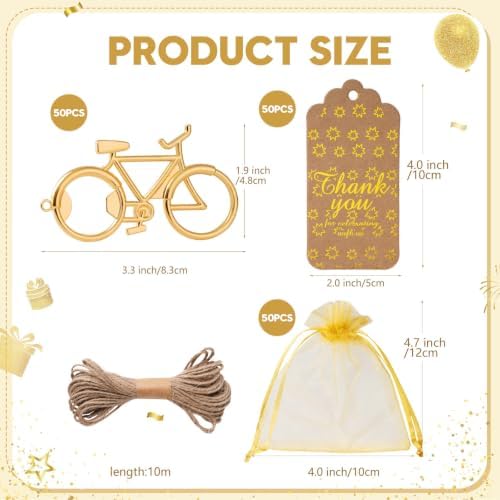 50 Pack Bicycle Bottle Openers Bike Party Favors Beer Opener Bulk Gifts - Image 2