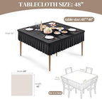 Wish Care 2 Pack Black Spandex Tablecloths for 48x48 Inch Square Tables, Stretch Fitted Table Clothes with Pleated Ruffle Skirt for 48” Table, Wrinkle Free and Elastic, for Party Kitchen Home Dining - Image 4