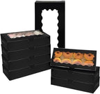 qiqee 50 Packs Black Cookie Box with Window 12x5.5x2.5 Inch Two Uses Pastry Biscuit Bakery Box For Packaging by Qiqee