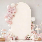 7.2FT Cream Arch Backdrop Cover - Polyester Fitted Wedding Arch Stand Covers Round Top Chiara Arch Backdrop Cover for Birthday Party Banquet Photo Background Decoration by WishCare