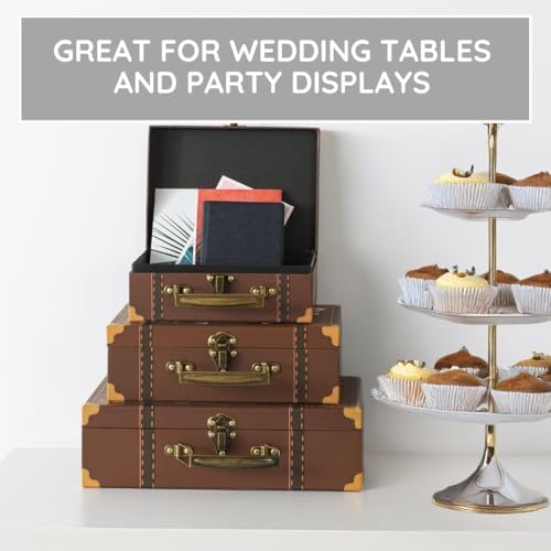 SLPR - Small Vintage Suitcase Boxes, Set of 3, Travel Themed Party Decor - Image 4