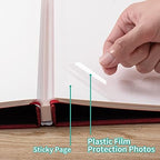 Large Photo Album Self Adhesive 4x6 8x10 10x12 13"x12.8" Magnetic Scrapbook Album 12.6"x11" Inch 40 Pages Linen Cover DIY Photo Album with A Metallic Pen and DIY Stickers(Red) - Image 4