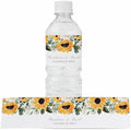 Personalized Water Bottle Labels with Choice of 30 Flower Styles - Choose Font and Pre-Made Phrases or Design Custom Text - LABELS ONLY (029 Sunflowers, 2 inch (8.5x2")) by ThePaperedWedding