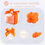 ACITHGL 30 Sets Fully Assembled Small Bubble Candle Party Favors for Guests Bulk Bridal Showers Favors Candles with Stylish Ribbons Thank You Cards Gifts (Orange) - Image 2